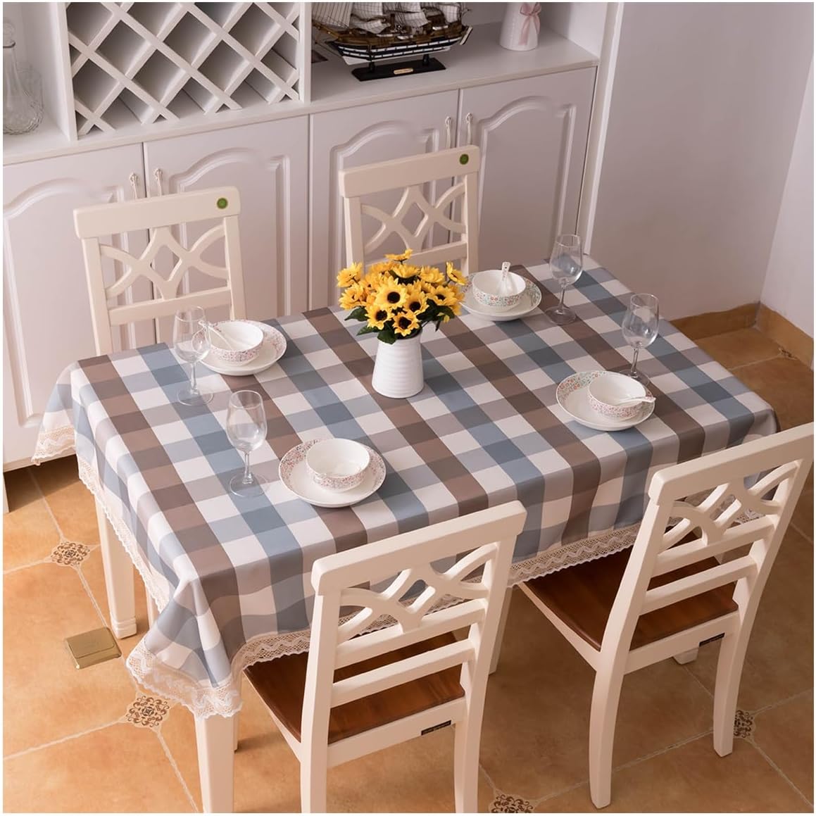 JAELA Rectangular Tablecloth, Cotton Linen Tablecloths Washable Table Linener Home Table Cover Table Protecter for Cafe Restaurant，Dining，Buffet Tabletop Decoration (Color : D, Size : 140 * 220cm)
