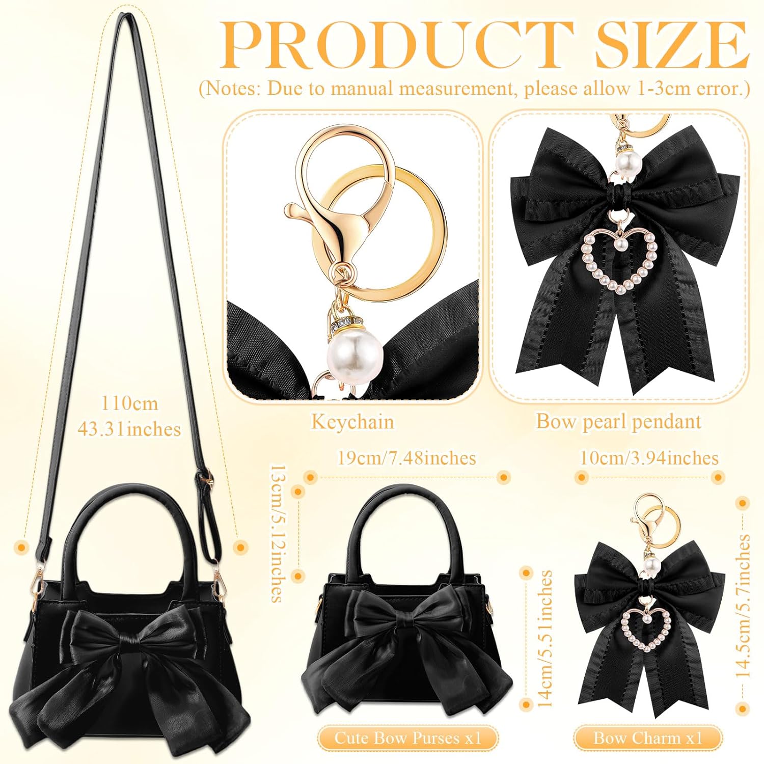 Abbylike Cute Purses for Women Leather Crossbody Handbags with Bow Charm, Adjustable Shoulder Strap and Top Carry Handle - Image 4