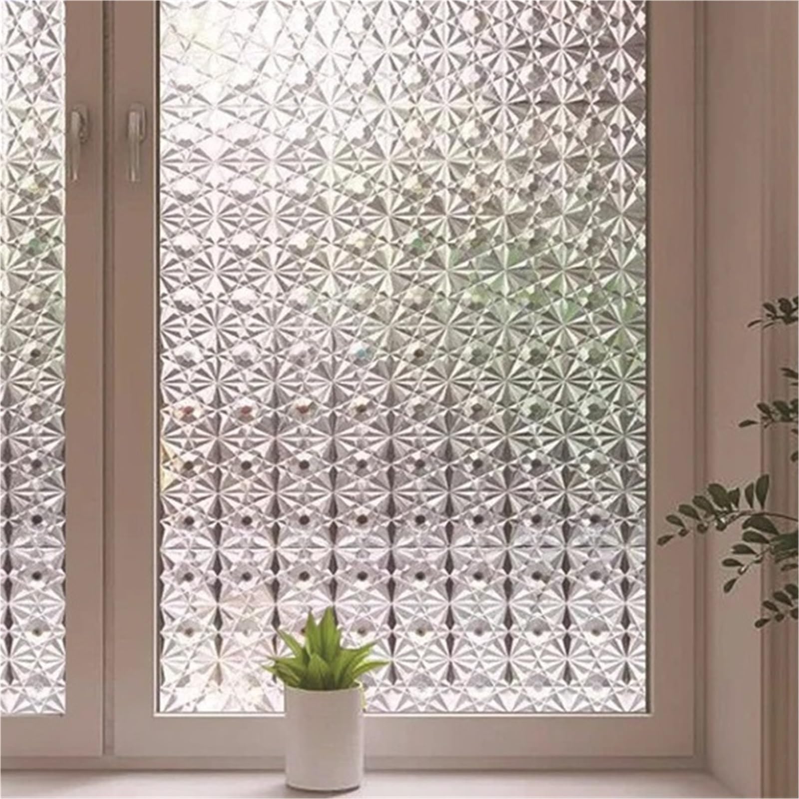SHALLEZSOU Window films Rainbow Stained Glass Window Film Look Frosted Privacy Stickers Static Cling Adhesive Shower Windows Decoration