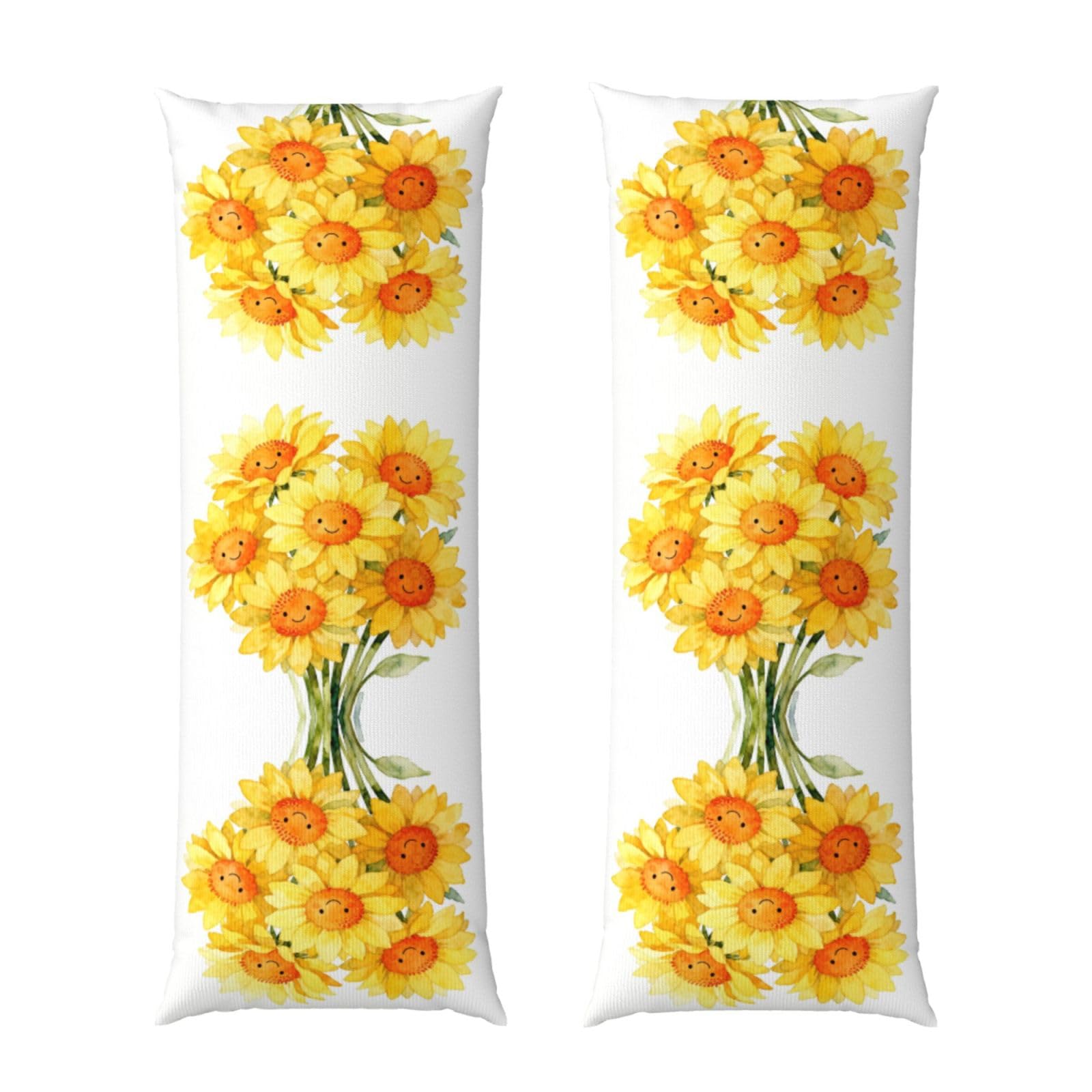 Smiling Sun Bouquet Body Pillowcase 20x60-Ultra Soft Plush Long Pillow Cover with Hidden Zip for Sleeping