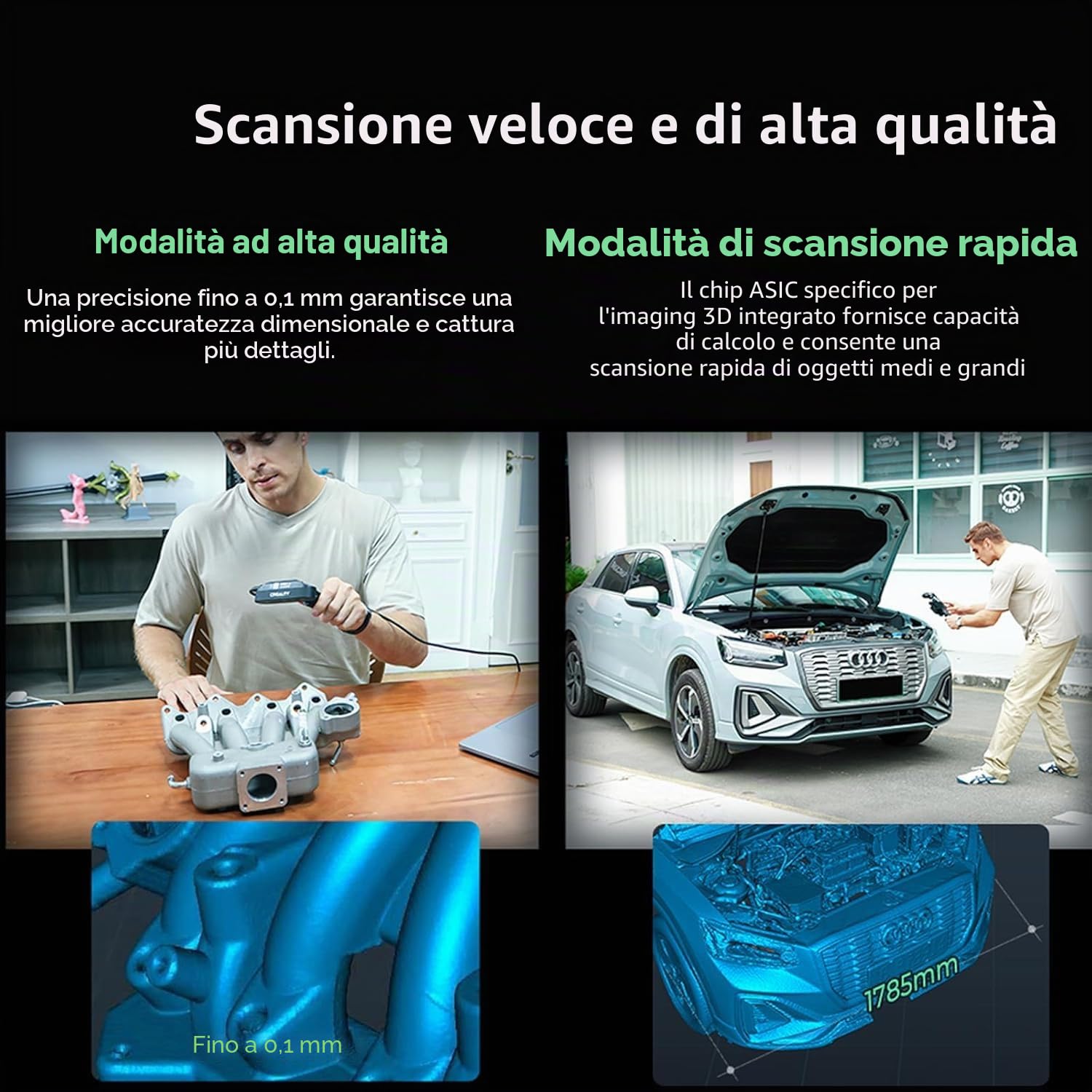 Creality 3D Scanner Ferret Pro, scanner 3D ufficiale CR Scan Ferret Pro, scansione wireless, tracciamento anti-vibrazione, scansione a colori veloce, precisione di 0,1 mm