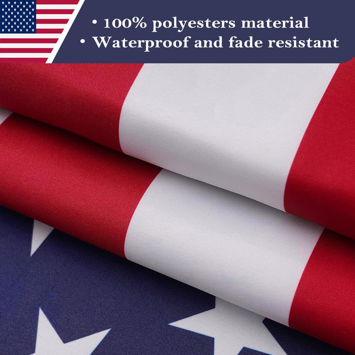 Double Sided Three-Layer American Flag 3x5 Feet 200D Thickened Polyester Weather-Resistant Version, Official Stars and Stripes Design, Made in the United States, Suitable for Both Indoor and Outdoor Use, Anti-fading Patriotic Decorative Flag - Image 5