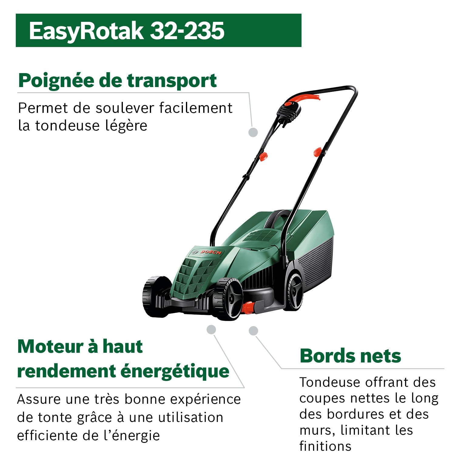 Bosch Tondeuse à Gazon Filaire EasyRotak 32-235 1200 W 32 cm 31 L