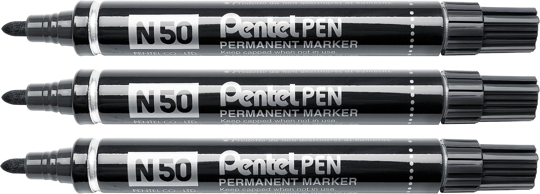 N50 Permanent Marker Taper Tip Black 3 Pcs