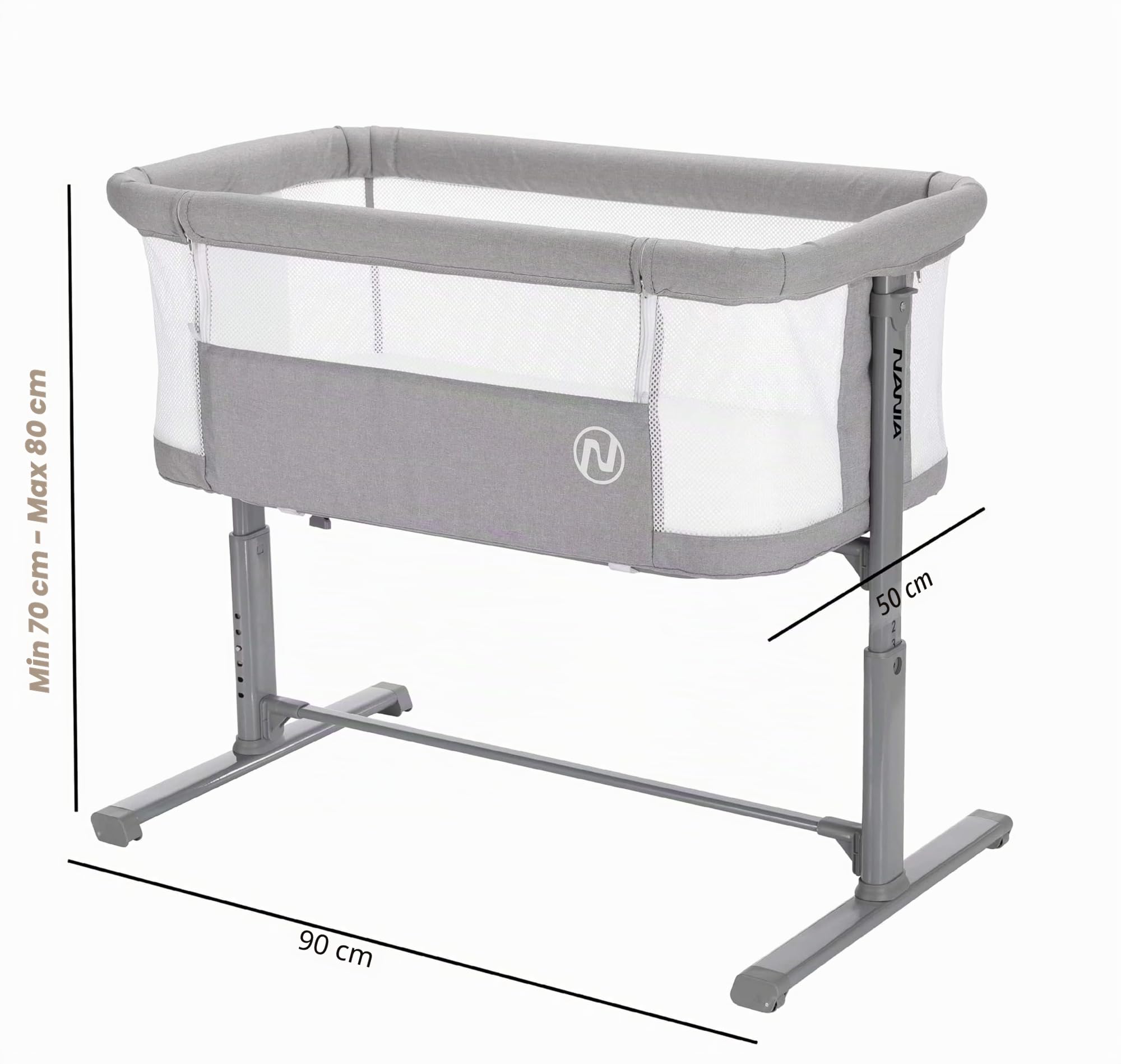 nania culla cododo - DODI - 2 in 1 letto aggiuntivo - Materasso Ultra comfort 4 cm di spessore (Grigio)