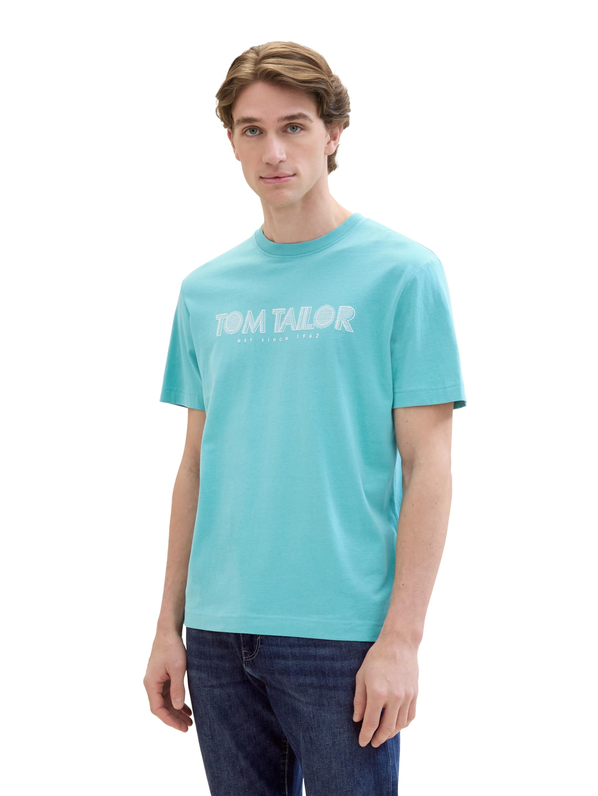 TOM TAILOR Men's 1041816 T-Shirt, 35272-Meadow Teal, S