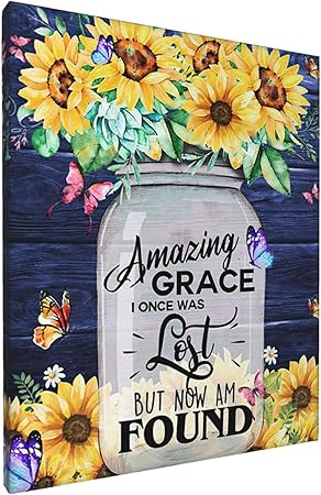 Amazon Com 向日葵牆壁藝術令人驚嘆勵志名言帆布印刷牆壁裝飾向日葵繪畫圖片當代藝術品適用於客廳臥室浴室辦公室家居裝飾8x10 英吋 居家與廚房