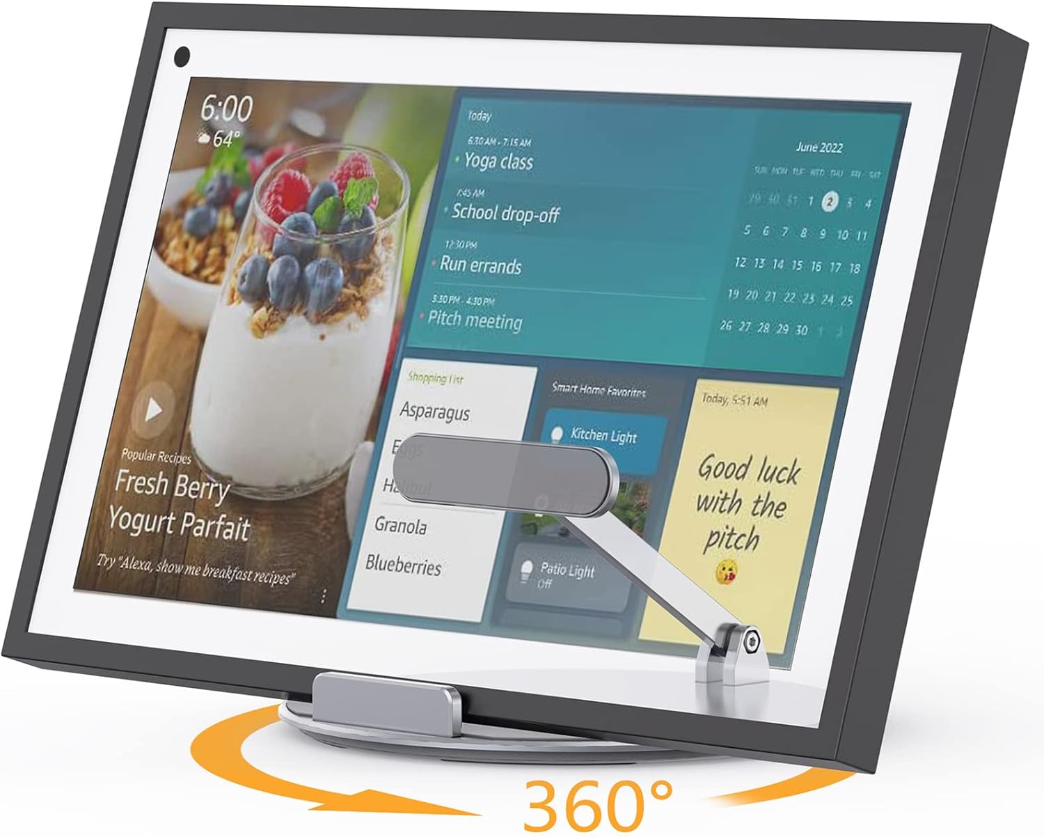 Echo Show 15 Stand, Swivel and Tilt Stand for Echo 15, Adjustable Foldable with 360 Degree Rotatable Base, Easy Switch Device in Portrait and Landscape Orientations Echo Show 15 Stand, Swivel and Tilt Stand for Echo 15, Adjustable Foldable with 360 Degree Rotatable Base, Easy Switch Device in Portrait and Landscape Orientations