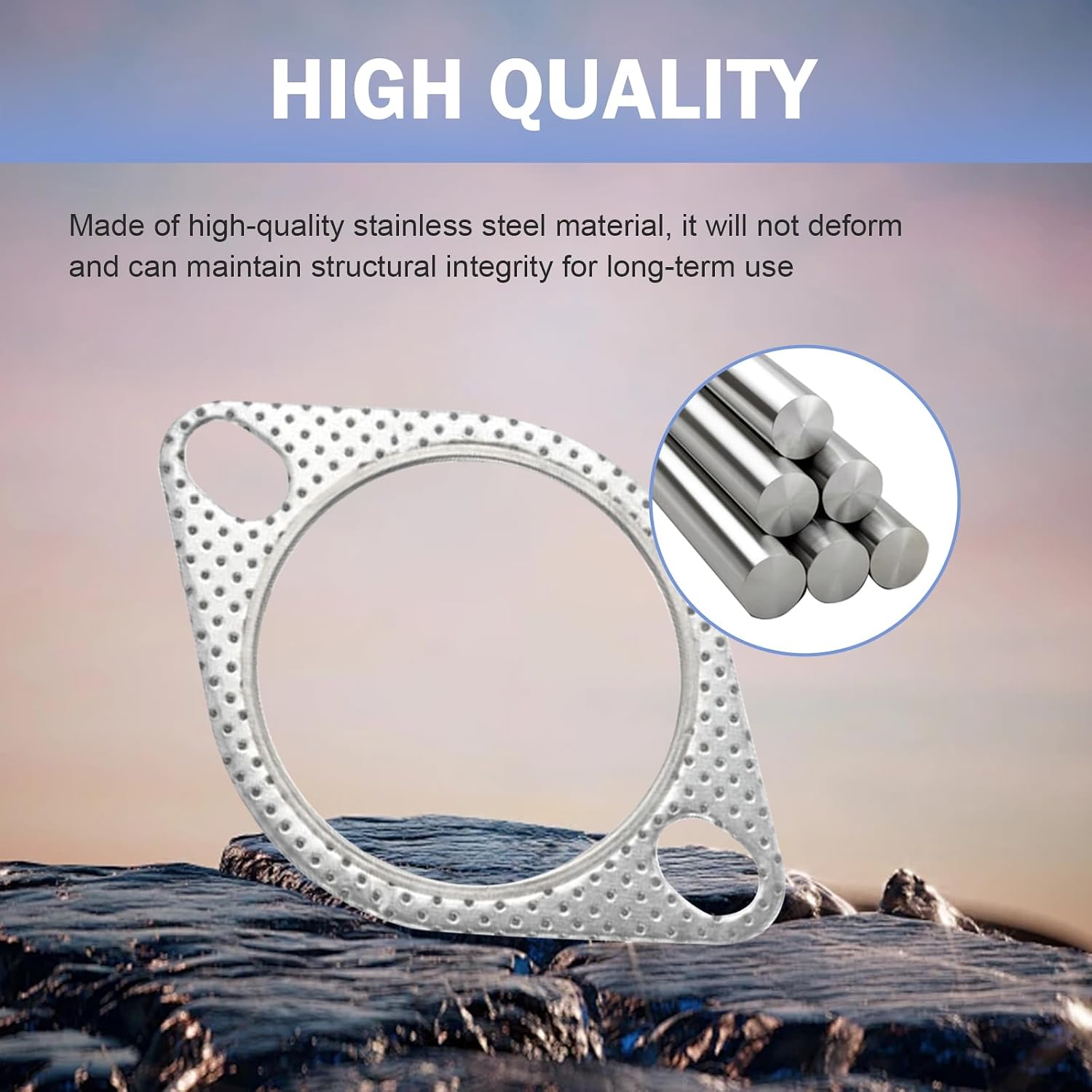 2 PCS Car Exhaust Flange Gasket, 2.25" Exhaust Flange Bolts and Nuts Repair Kit, High Temperature Catalytic Converter Gasket, Universal for Most Cars (Silver)