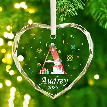 Personalized Christmas Ornaments with Initial Name, Acrylic Custom Monogram Initial A-Z Christmas Ornament 2025 for Kids Family Friends, Customized Letter Name Ornaments for Christmas Tree Decorations