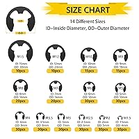 Vista 3 de External Retaining Rings, 330PCS Alloy Steel Retaining Rings E-Clip Assortment Set-M1.5 M2 M2.5 M3 M3.5 M4 M5 M6 M7 M8 M9 M10 M12 M15 E-Clips for