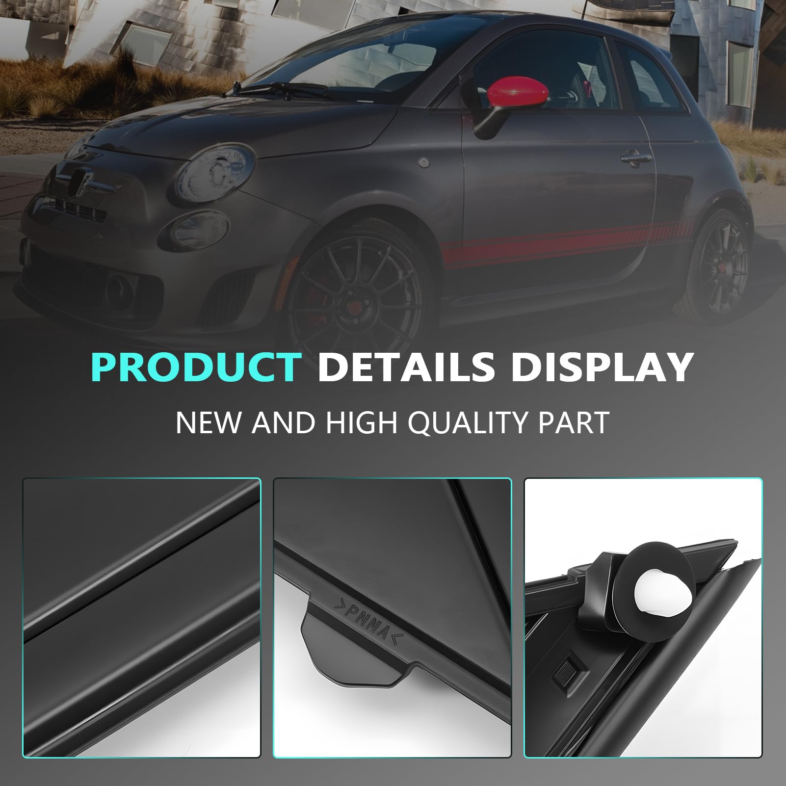 Modanatura Lucida Anteriore Destra Adatta Per Fiat 500 2012-2019 Triangolo Retrovisore Copribandiera Per Specchietti