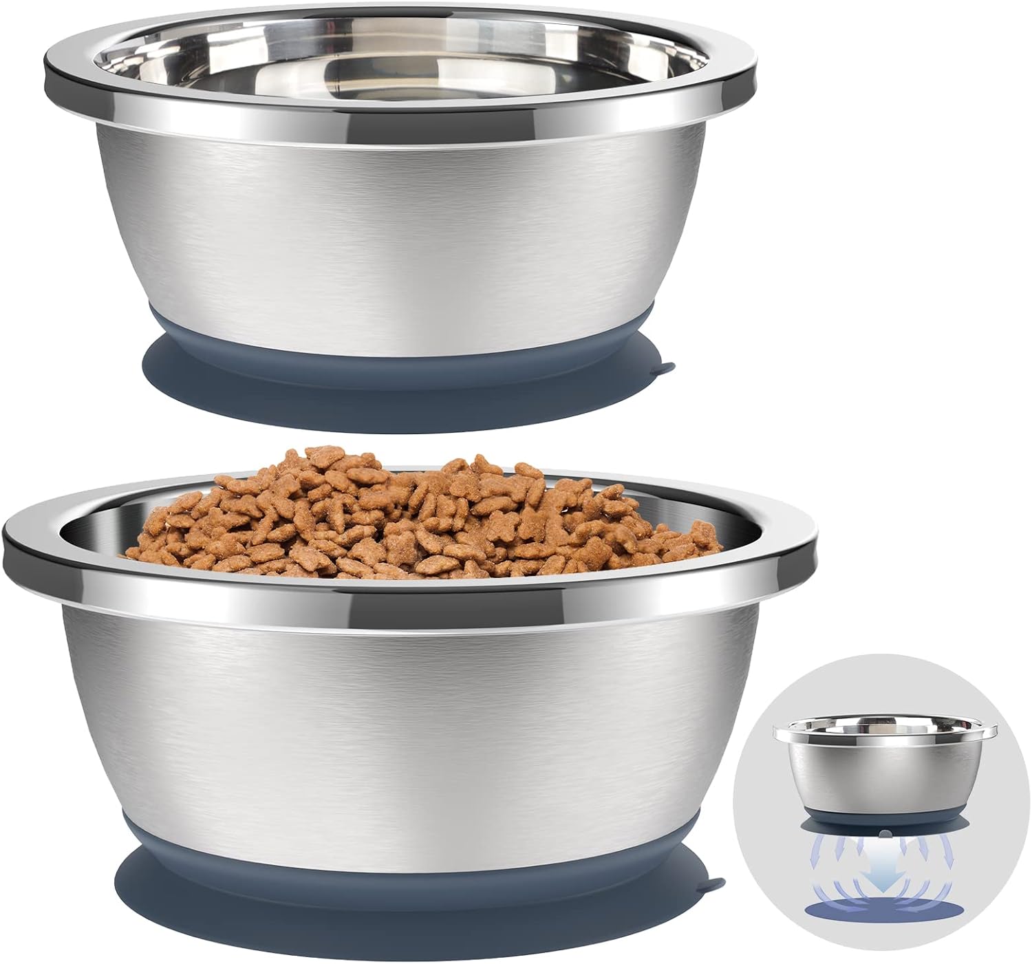 Megeo Dog Bowls for Large Dogs, Stainless Steel Dog Bowl with Nonslip Rubber Base for Food and Water, Metal Dog Bowls, Dishwasher Safe,…