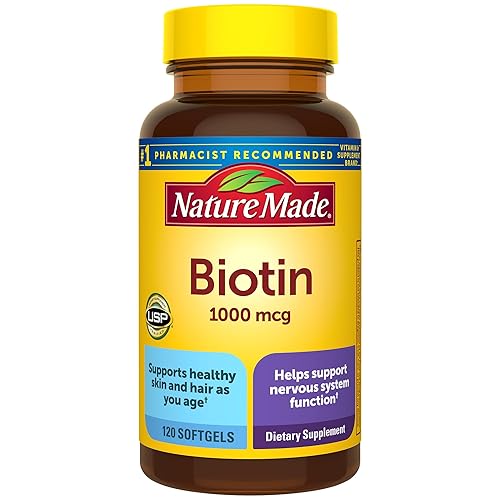 Nature Made Biotin 1000 mcg Softgels, Biotin Vitamins Dietary Supplement, Supports Healthy Hair & Skin, 120 Softgels, 120 Day Supply - 120 Count (Pack of 1)