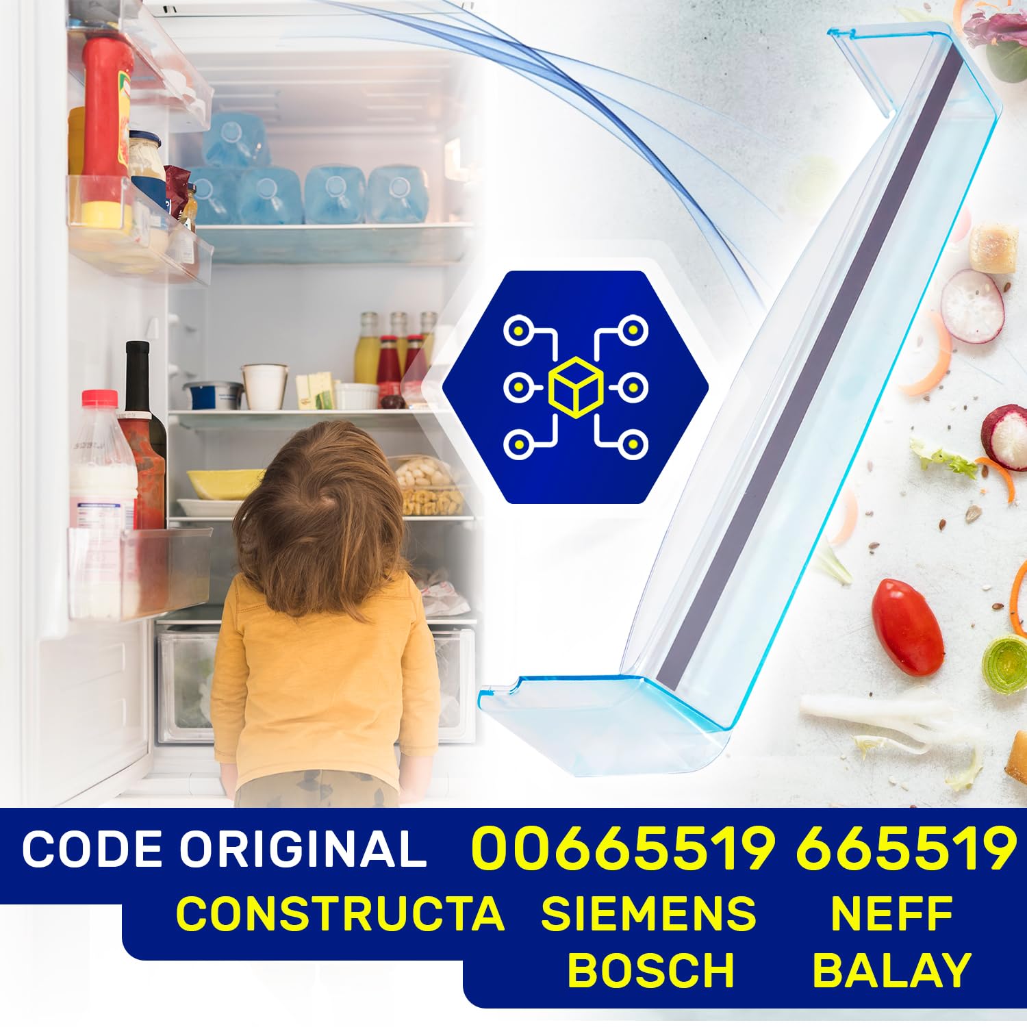 Balconnet Refrigerateur 455х80х115 mm avec le Code Original 00665519 665519 pour Bosch - Garantie de 10 Ans - MONTERAL