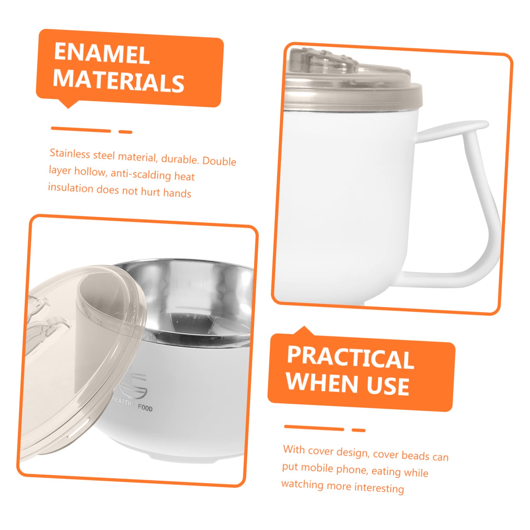 Homoyoyo Reusable Instant Noodle Lunch Bowl Simple Practical Design Pp Material Sturdy Construction