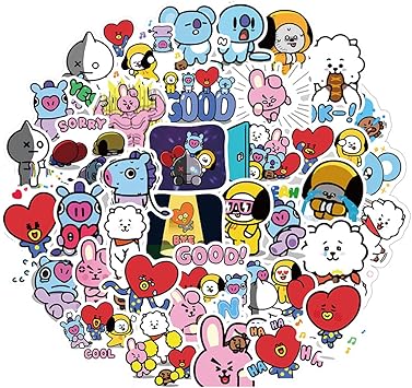 Amazon 80枚 For Bts 漫画ステッカー For Bt21 防弾少年団 シール ステッカー 防水シール フォトステッカー 漫画 ステッカーセット 手帳テープ 三次元 車 電話 オートバイ 自転車 荷物 ノート パソコン スケートボード パッド ラップトップステッカー 可愛い