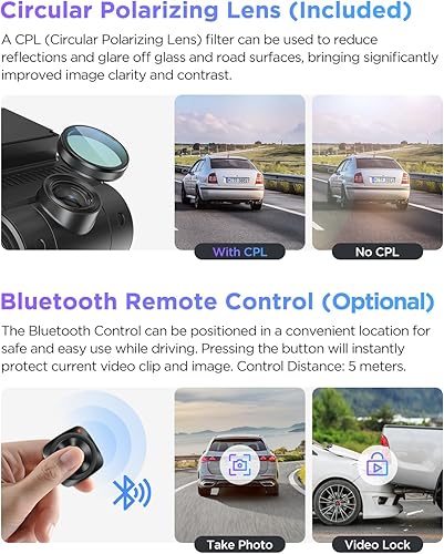 Miniatura 7 de PaqueteVIOFO A229 Pro 2CH + HK4 Hardwire Kit con 8 fusible Tap VIOFO A229 Pro 4K HDR Dash Cam, Dual STARVIS 2 IMX678 IMX675, 4K+2K Cámara frontal y