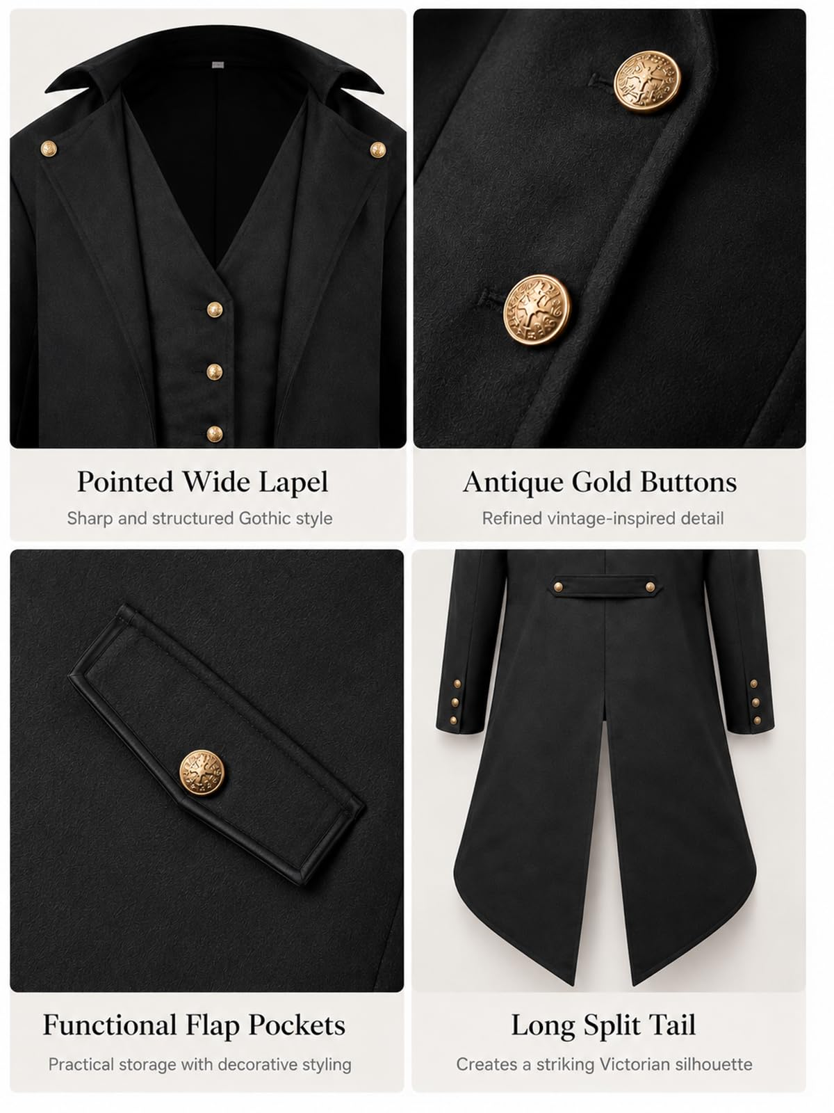 Costumi da giacca per Halloween vintage medievale, costumi per ragazzi, gotico vittoriano redingote, bambini steampunk vittoriano rinascimentale vampiro Cosplay abiti per bambini