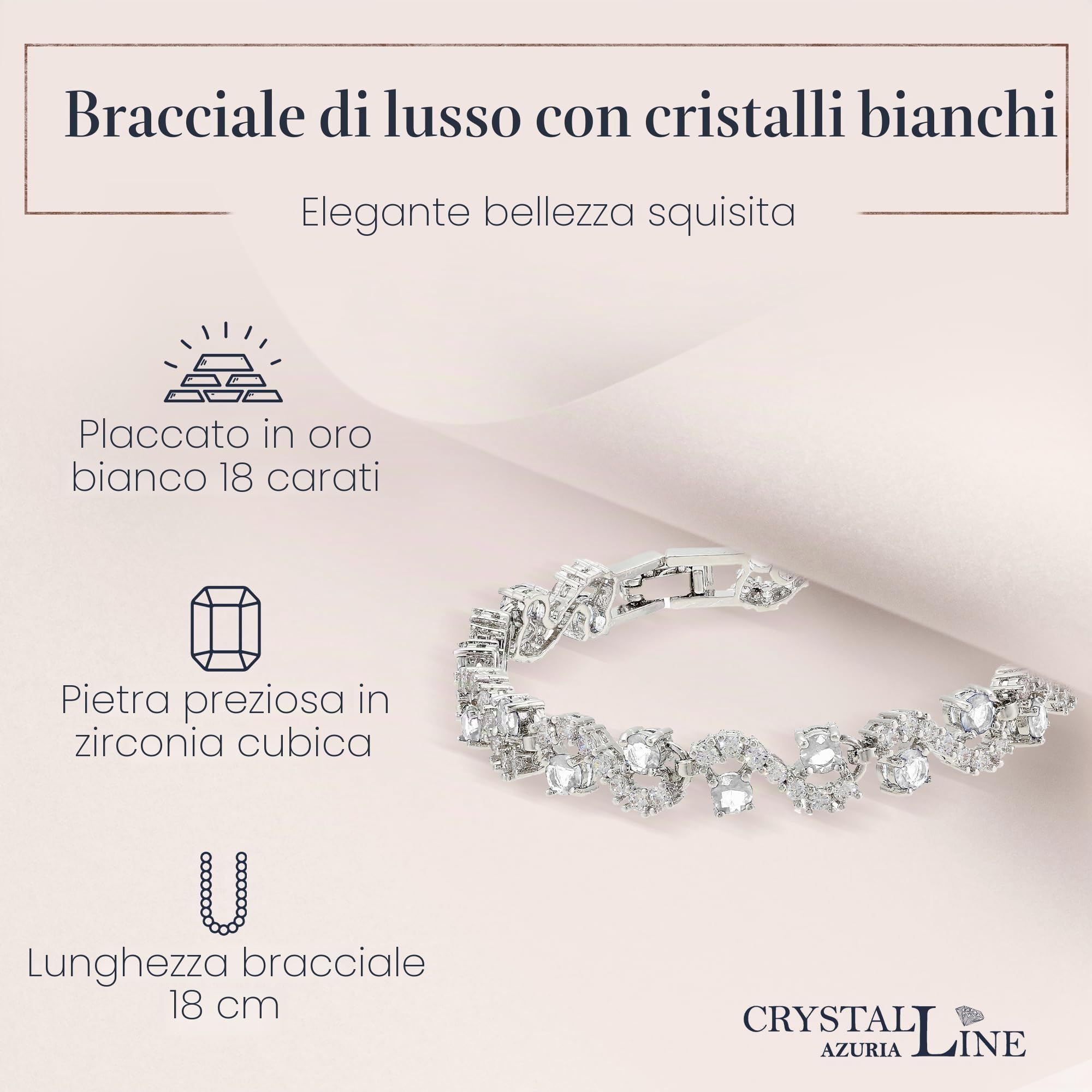 Crystalline Azuria 18ct Placcato Oro o Giallo Bracciale Tennis per Donne Bracciale Tennis Con Cubic Cristalli di Zirconi per Donne e Bambina in Scatola di Gioielli