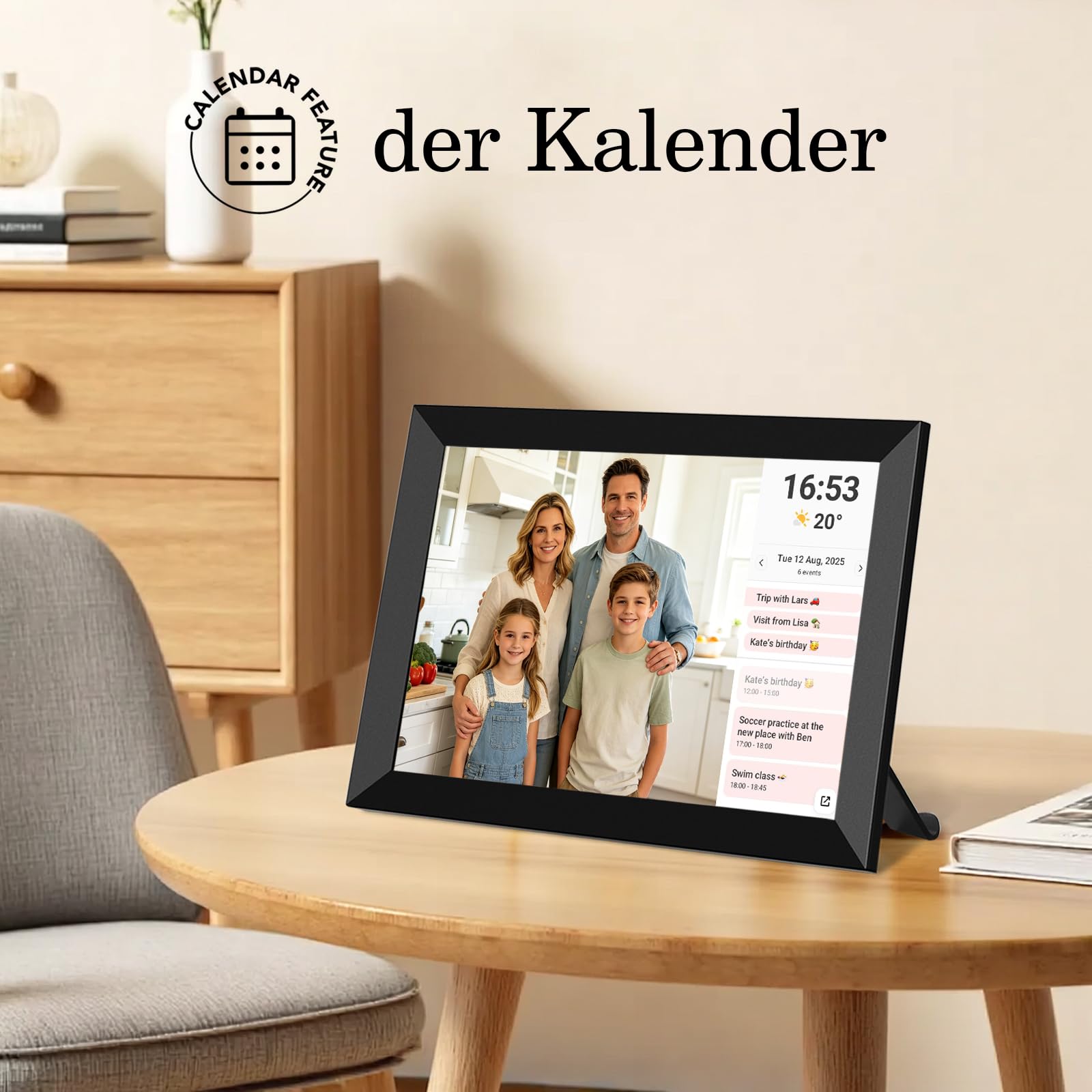Frameo Cadre photo numérique WiFi 10,1", écran tactile HD IPS, mémoire de 32 Go, rotation automatique, montage mural, configuration facile pour partager des photos et des vidéos via l'application