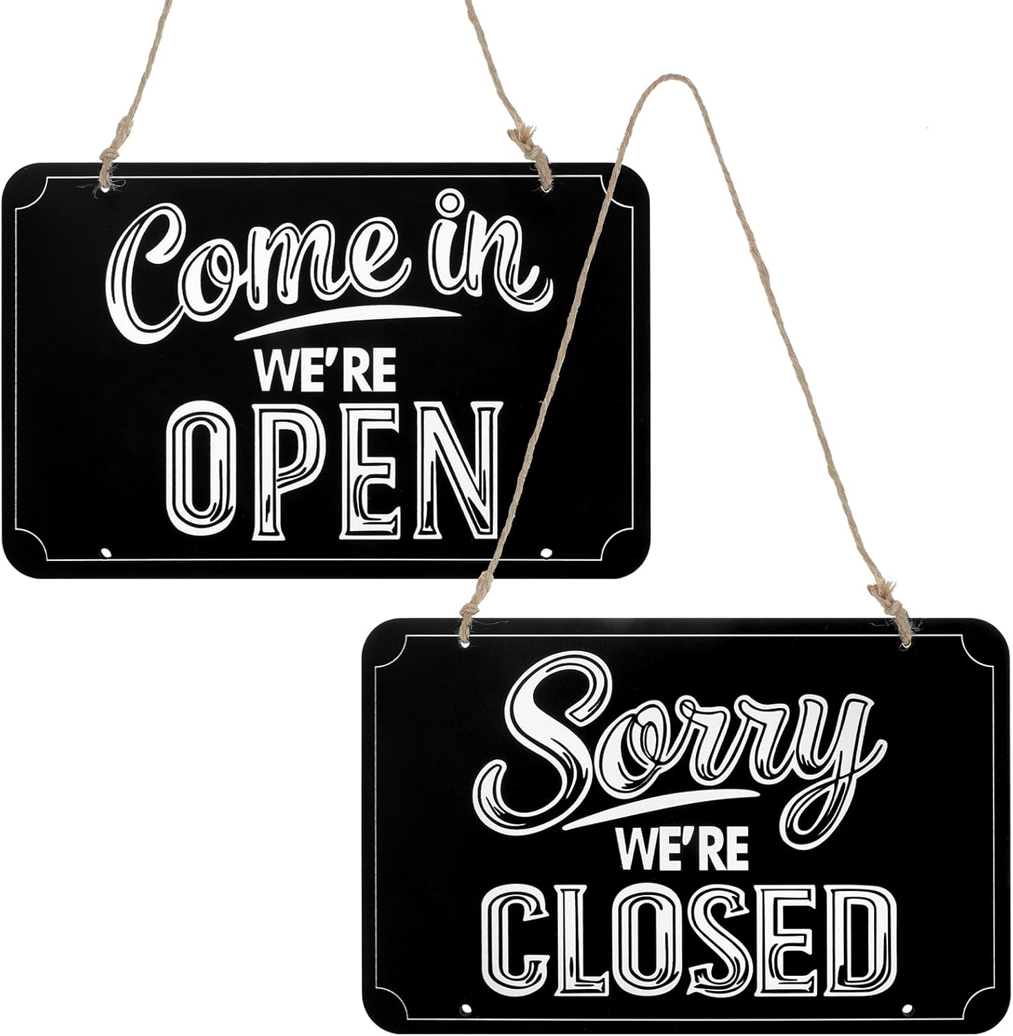 Quilax Wooden Open Closed Sign for Business - 10x6in Double-Sided Flip Hanging Hours Sign for Stores, Restaurants, Shops, Bars