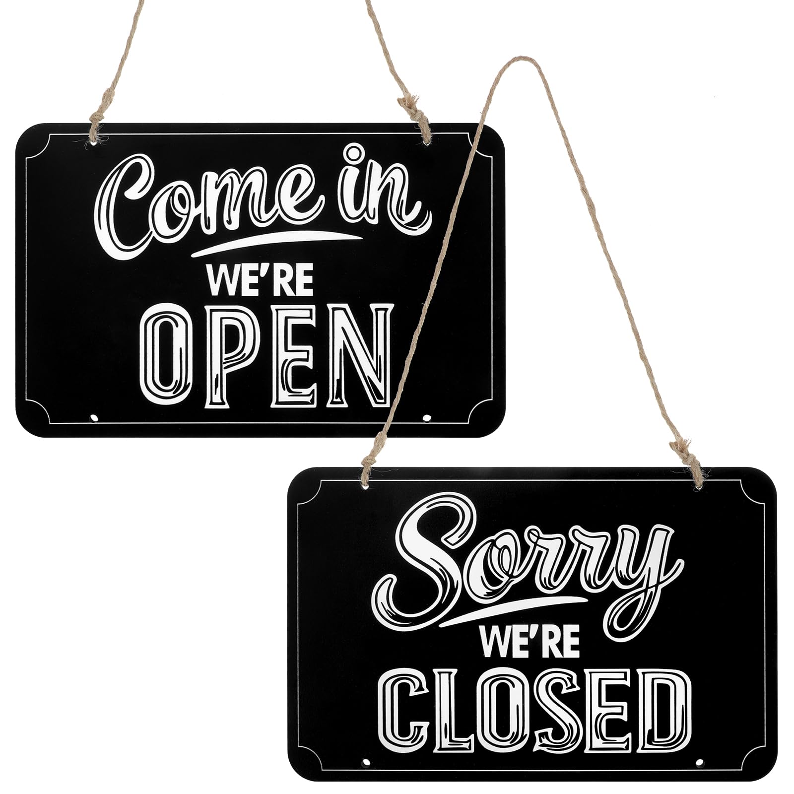 Open/Closed Door Sign10x6", Hanging Set with Rope for Store Restaurant Bar