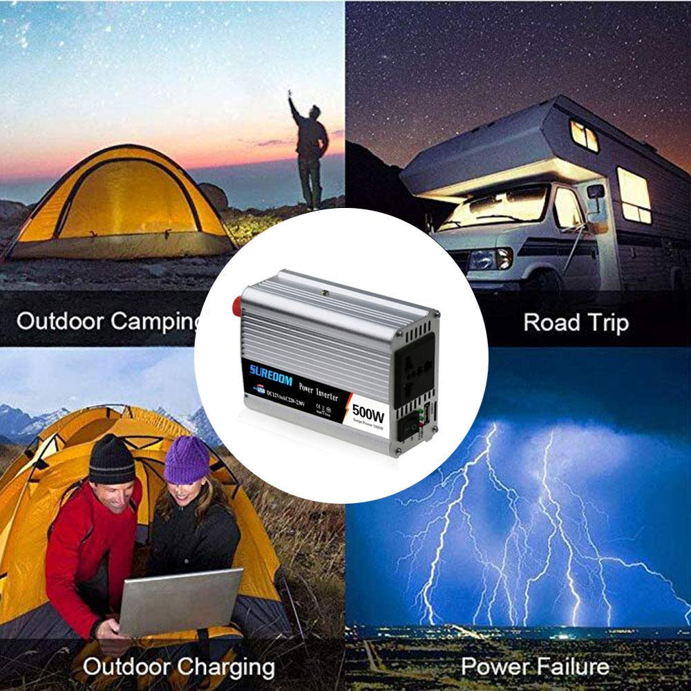 inversor 300W 500W 800W convertidor de Voltaje DC 12 V a AC 220 V inversor Coche con Interruptor controlable y Conexiones USB