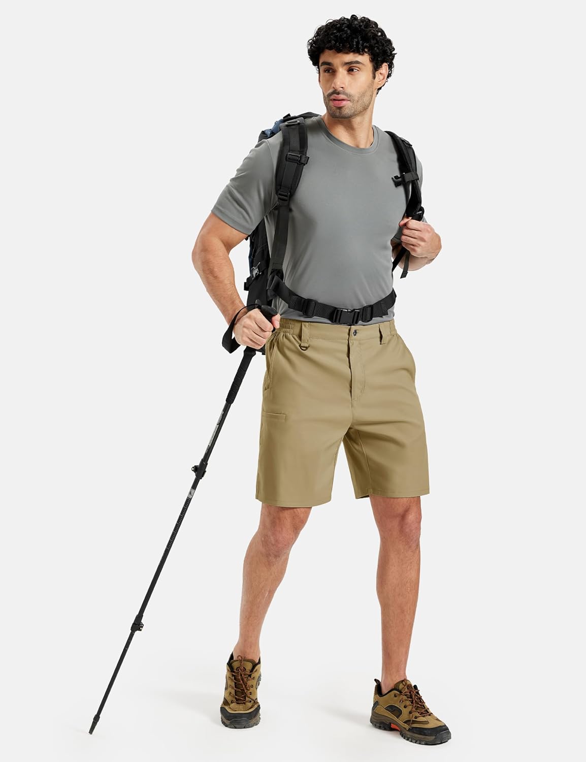 TACVASEN Men's Hiking Cargo Shorts Quick Dry Water-Resistant Lightweight Tactical Outdoor Work Shorts with 8 Pockets