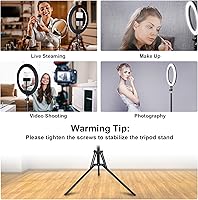 Vista 7 de 13" Selfie Ring Light with 76" Tripod Stand & 3 Phone Holder, LED Camera Ringlight with 48 RGB Colors Modes & Musical Rhythm Mode and 12 Brightness
