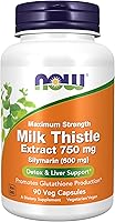 Vista 1 de Now Foods Milk Thistle Extract 750 mg Silymarin (600 mg), Maximum Strength - 90 Veg Capsules