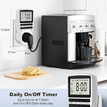 Digital Timer Plug Socket UK, 24h-Week Socket Timer Switch With 16 On-Off Programme LCD Display, Electric Light Switch Repeat Cycle Programmable Plug Timing With Random Mode for Indoor Home Appliances