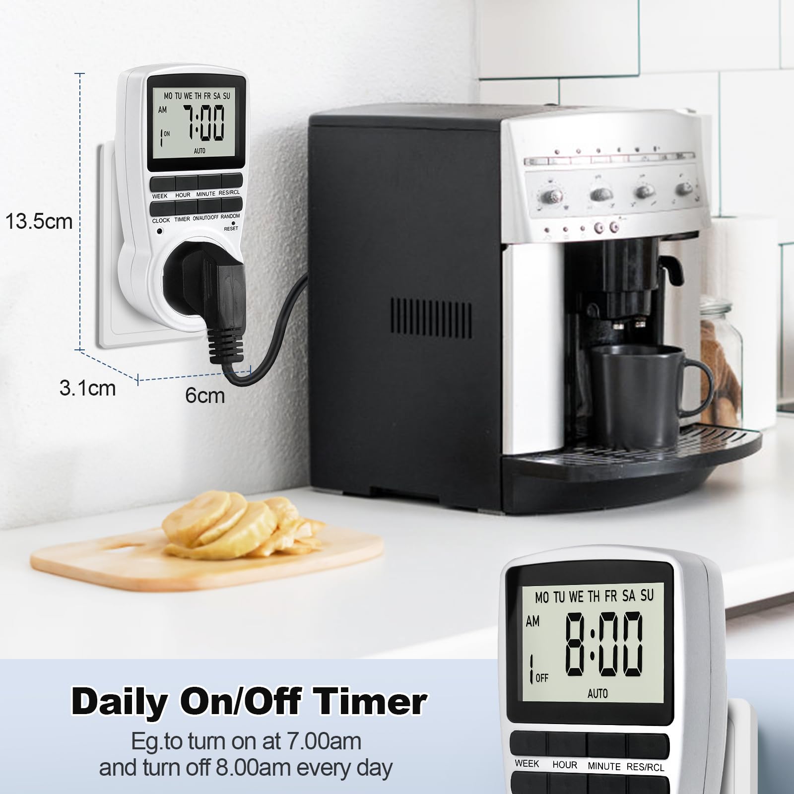 Digital Timer Plug Socket UK, 24h-Week Socket Timer Switch With 16 On-Off Programme LCD Display - Image 4