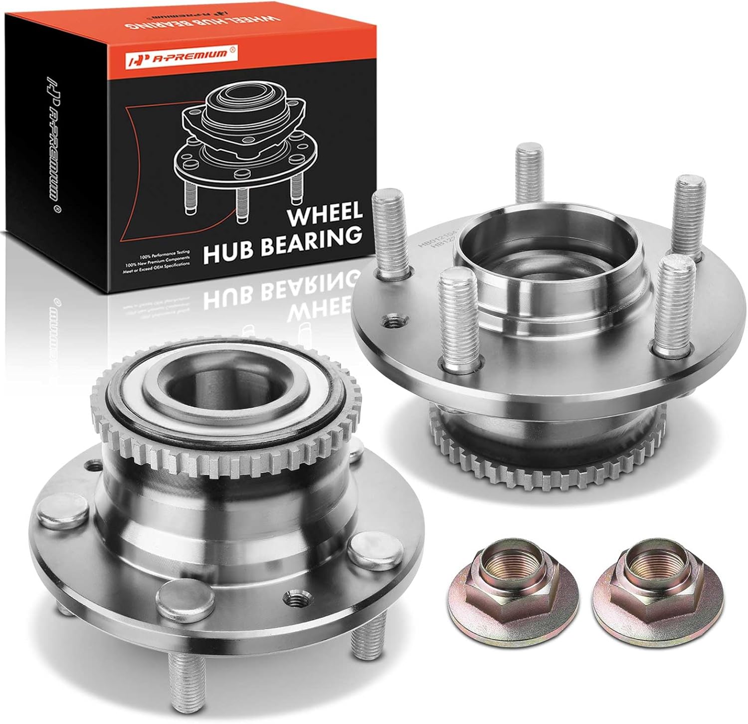 A-Premium 2 x Rear Wheel Bearing and Hub Assembly with ABS Ring & 5-Lug Compatible with Mazda Millenia 2001-2002, MPV 2000-2006, Protege 2000-2003, Protege5 2002-2003