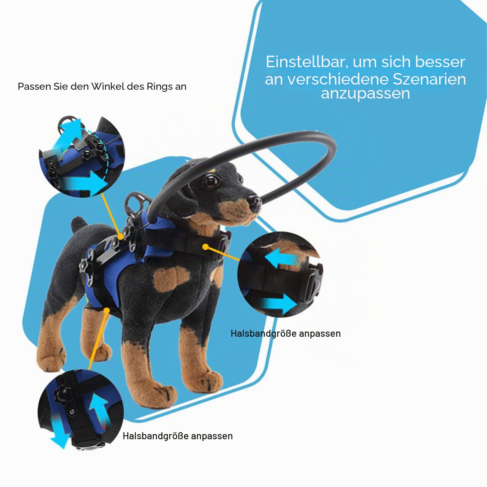 Blindenhundegeschirr, einfach zu befestigender, Einstellbarer Blindenhund-Stoßstangenschutz, schafft Vertrauen für Blinde Haustiere, Anti-Kollisions-Blindenhund-Zubehör (S)