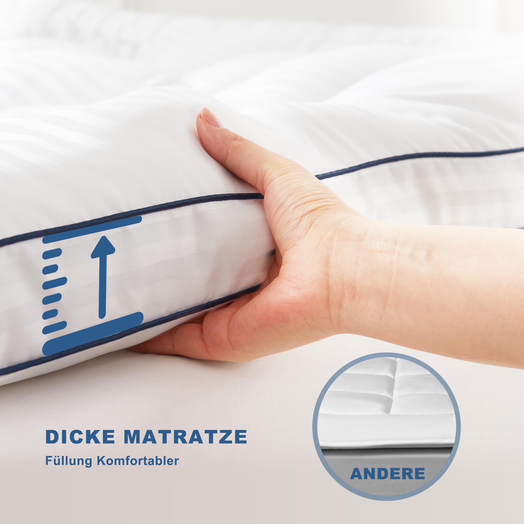 BEDLORE Matratzentopper 140x200cm, Matratzenschoner zur Linderung von Rückenschmerzen, weiche und atmungsaktive Matratzenauflage mit tiefen Taschen, für Matratzen bis zu 30cm Dicke, Weiß