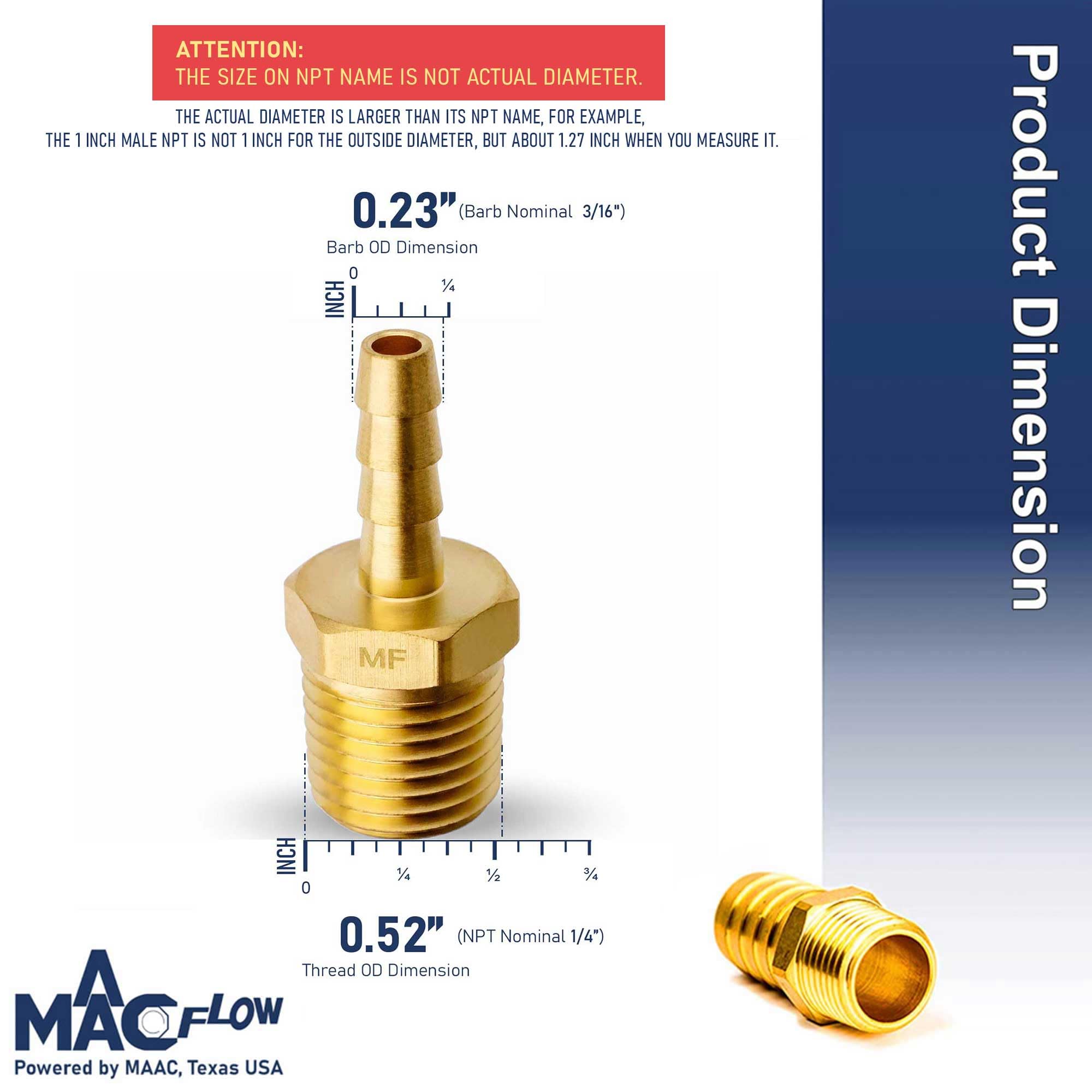 Amazon.co.jp: MAACFLOW 真鍮有刺ホース継手 3/16インチホースIDバーブ
