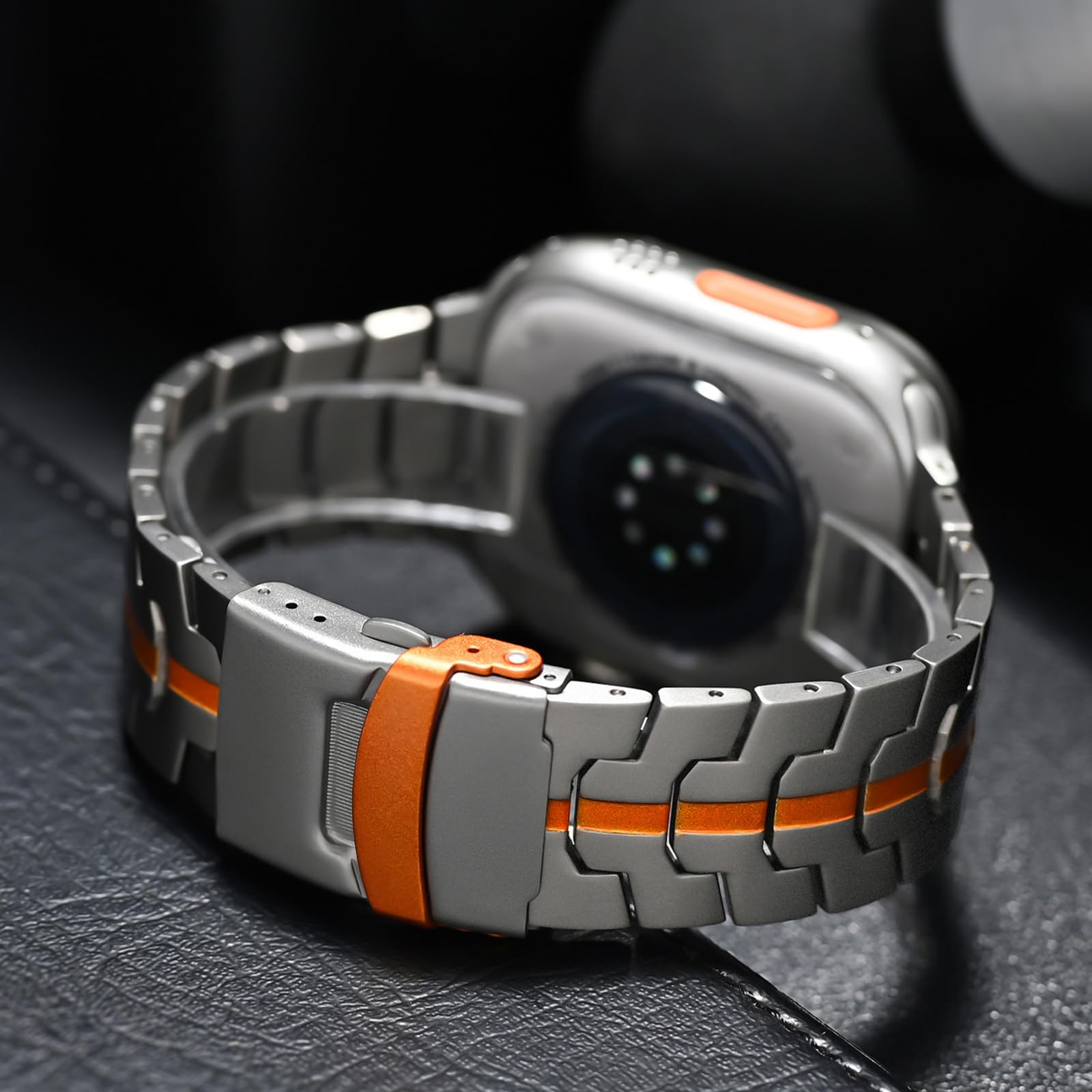 SEURE Titan Armband Kompatibel mit Apple Watch Ultra 2/Ultra 49mm,Serie 10 46mm,Serie 9/8/7 45mm,Serie SE2/6/SE/5/4 44mm, 3/2/1 42mm Edelstahl Gliederarmband Sport Ersatzarmbänder