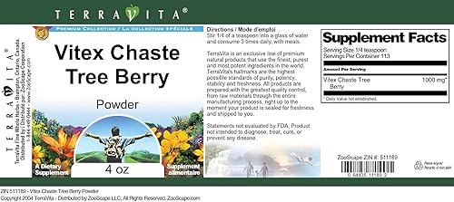 Miniatura 4 de Vitex Polvo de bayas de árbol casto (4 onzas, ZIN 511189)