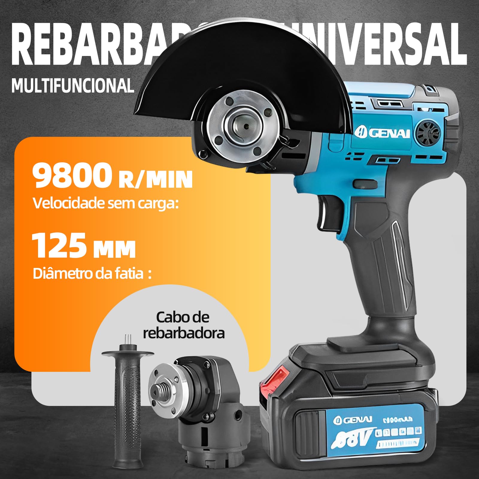 Kit Multiferramenta 5 Em 1 Furadeira Bateria 68v Com Chave De