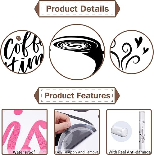 Miniatura 6 de OLYCRAFT Calcomanías de pared de PVC para taza de café, calcomanías artísticas, calcomanías para el hogar, murales para dormitorio, sala de estar,