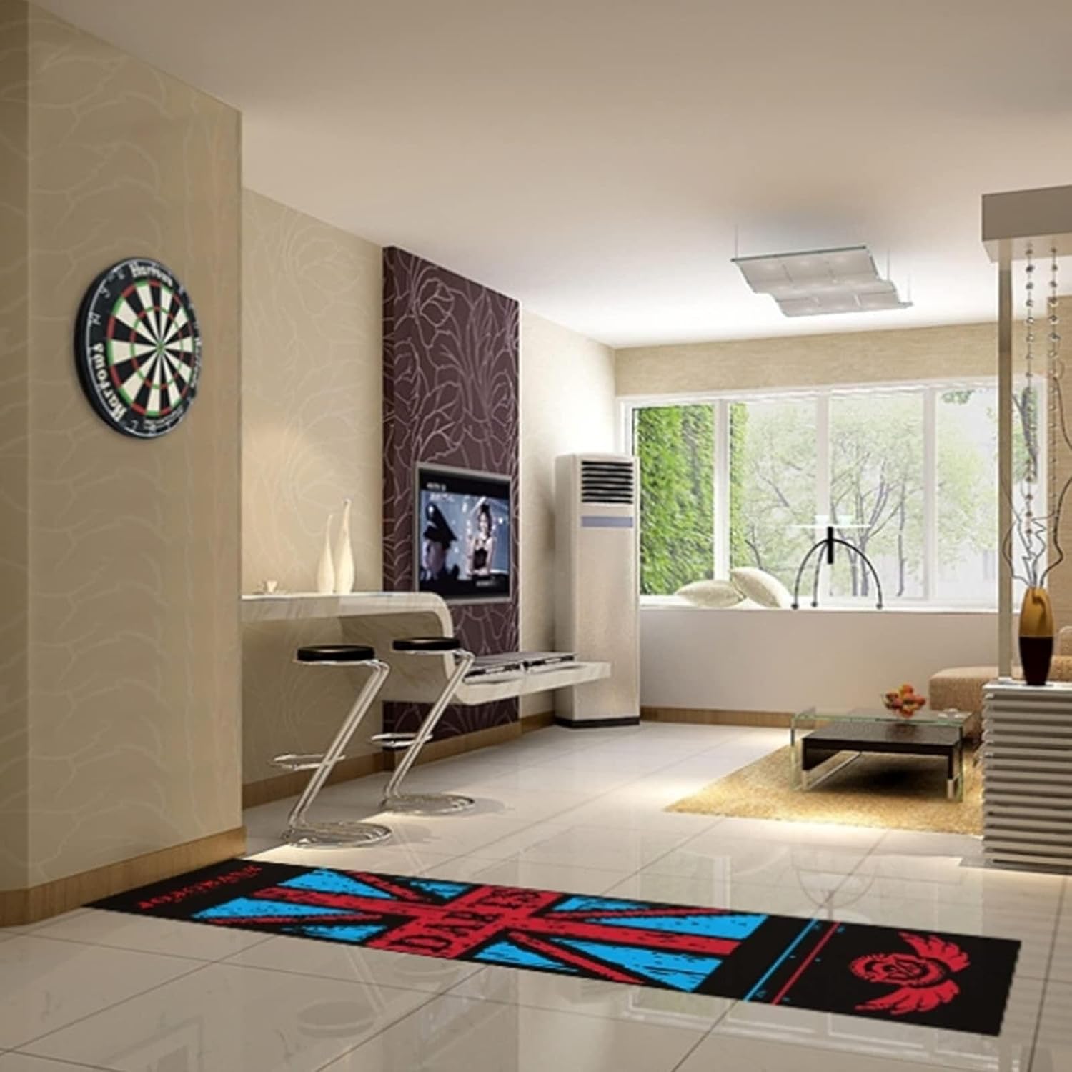 Dart Board Mat ，with Throw Lines, Heavy Duty Rubber Dart Mat, Anti Slip Dart Carpet for Dart Game, Beginners and All Dart Types