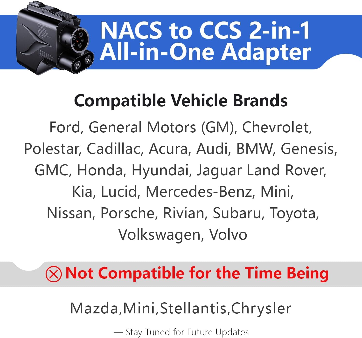 2026 new 2-in-1 NACS to CCS1/J1772 Adapter: 500A1000VDC & 80A250VAC Charge for Non-Tesla EVs, Compatible with Tesla Supercharger V3/V4, Destination & Mobile Chargers, IP65, Plug-and-Play.