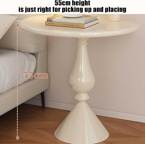 Miniatura 6 de YVYKFZD Mesa auxiliar redonda, mesa auxiliar estrecha de metal para sofá, mesa minimalista para sofá, mesa de noche única, para dormitorio, sala de