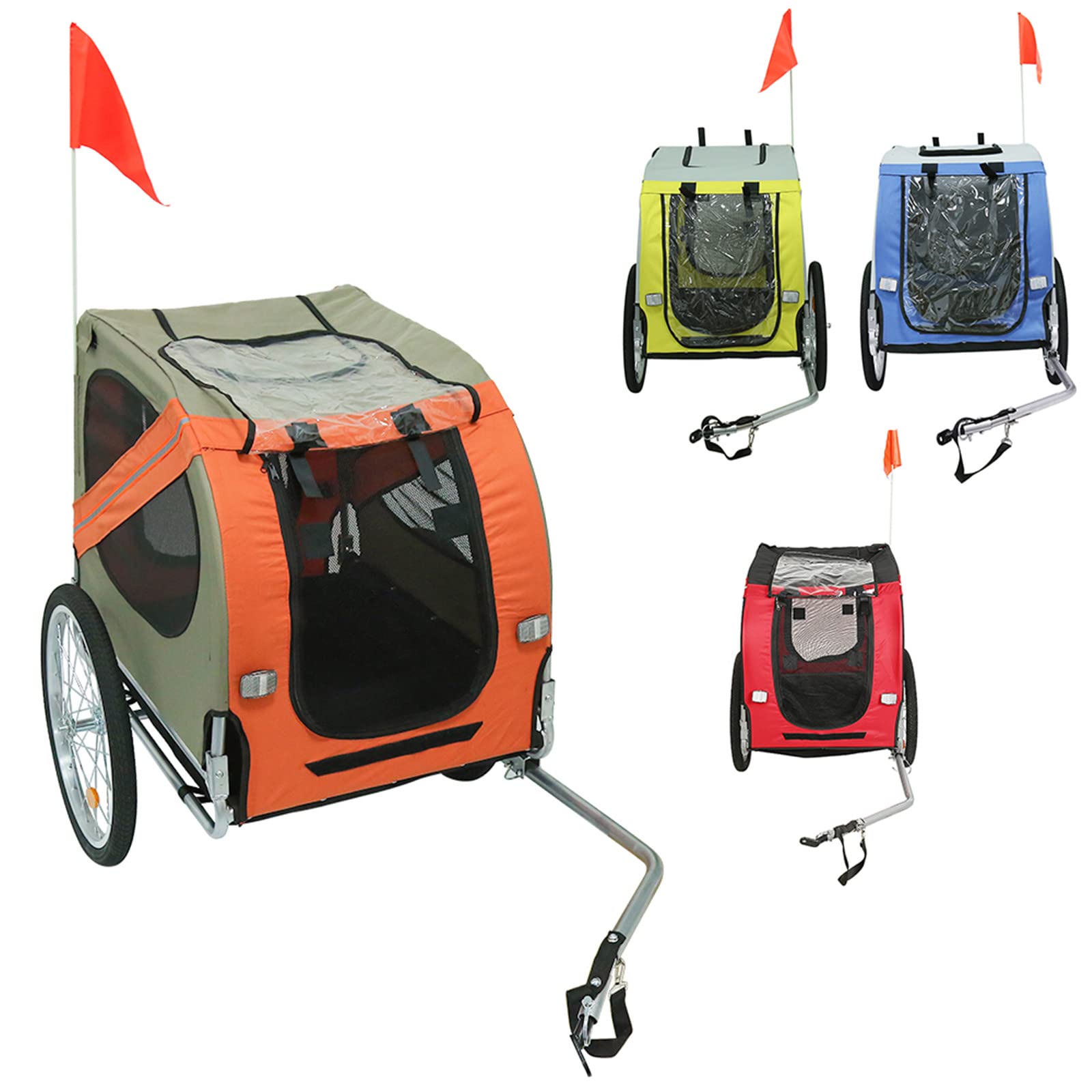 HUOLE Remorque vélo 2 en 1,Multi-Function Chariot de Transport pour Animal de Compagnie,Remorque Trailer vélo Buggy 2 en 1 pour Enfant/bébé 2 Places Convertible Poussette Jogging