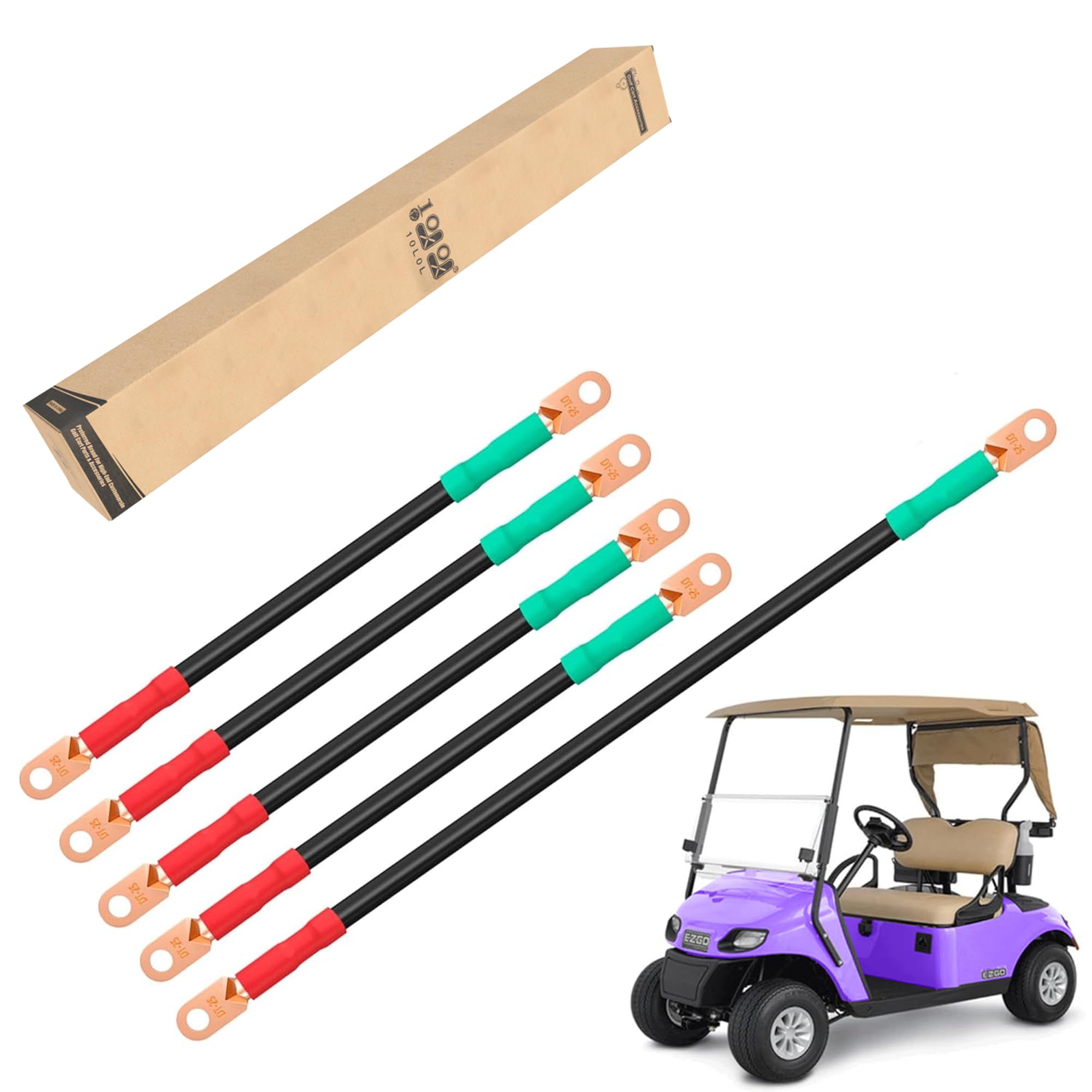 9.99WORLD MALL Golf Cart Battery Cable Set for EZGO TXT 1994-up 36V & 48V, 4 Gauge (5-Piece Set)
