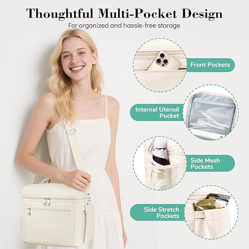 Miniatura 7 de DALINDA Lunch Bag Cooler Bag Lunch Box for Women Men, Insulated Leak Proof Lunchbox Lightweight for Picnic,Grocery,Beach,Camping,Travel,Work