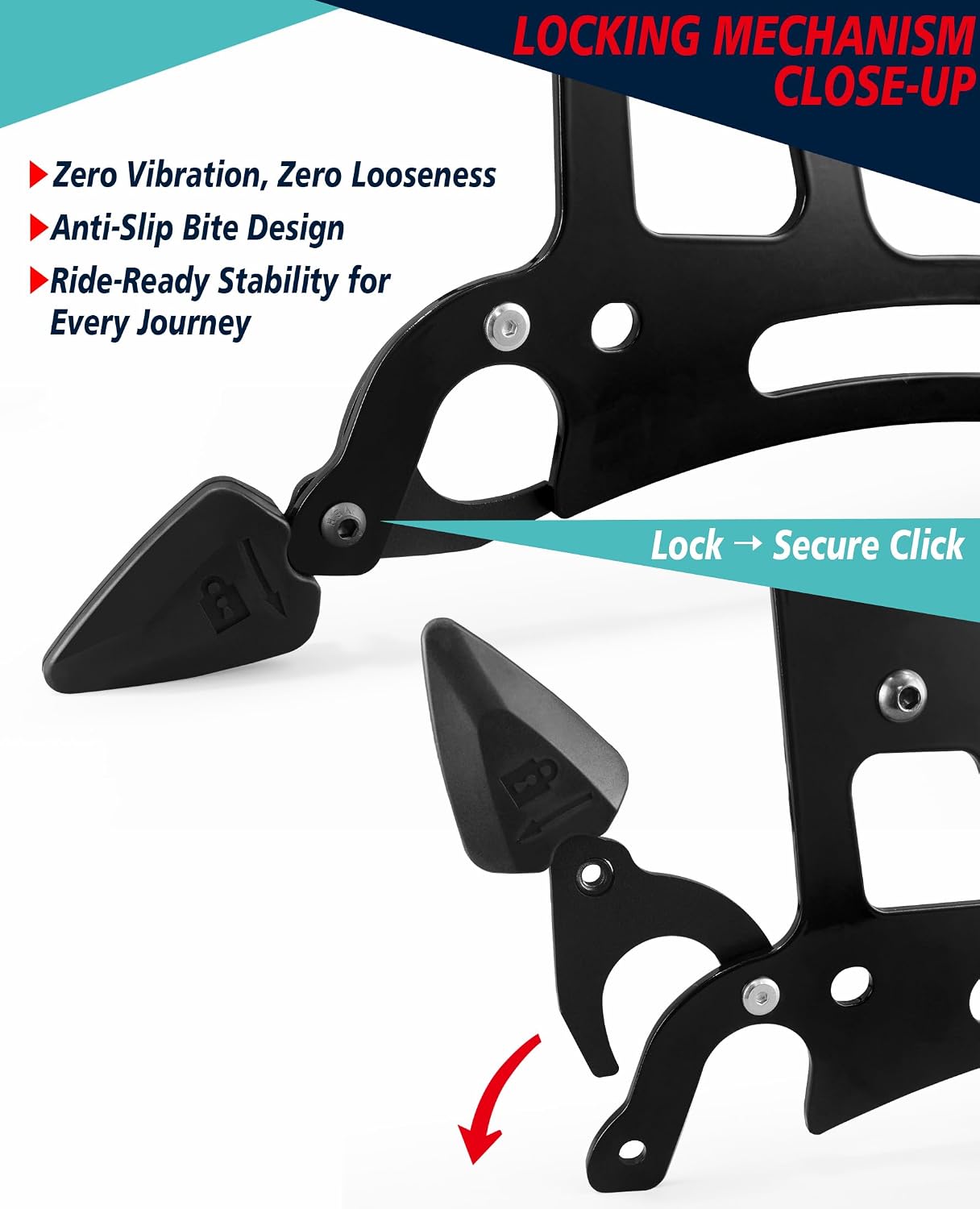 YHMOTO Sissy Bar Mounting Luggage Rack Latch Clips Kit Fits for Indian Chieftain Roadmaster Springfield Challenger Chief Vintage Pursuit Dark Horse 2014-2025(Latch Clip-Black)