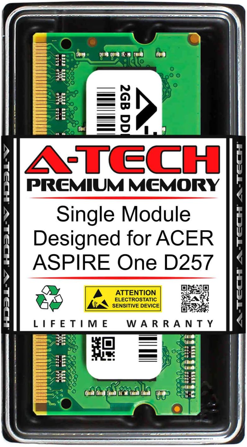 A-Tech 2GB RAM for ACER Aspire ONE D257 | DDR3 1333MHz SODIMM PC3-10600 204-Pin Non-ECC Memory Upgrade Module