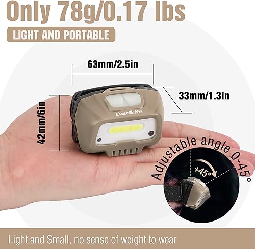 Miniatura 3 de Linterna frontal recargable EverBrite, linterna frontal LED con sensor de movimiento brillante de 6 modos, faro ajustable para adultos con luz